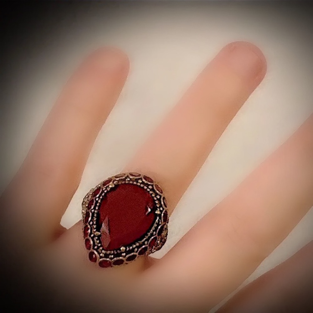 RUBY FINE ART RING Size 9 Solid 925 Silver/Gold